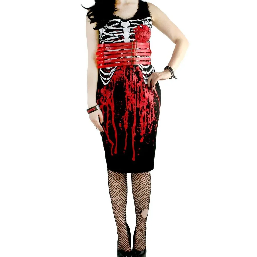 TOO FAST - BLEEDING RIBCAGE DRESS - Picture 2 of 8